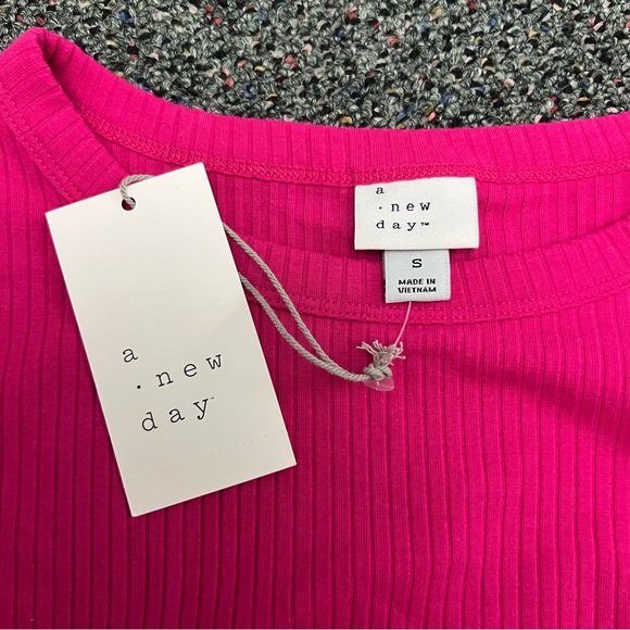 TARGET A NEW DAY Bright Pink Long-Sleeve Ribbed Ruched Adjustable String Shirt S - Picture 12 of 15